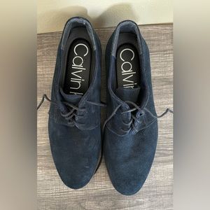 CALVIN KLEIN Suede Navy Blue Oxford dress shoes size 9 MEN!